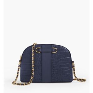 Talbots Navy Croc-Embossed Crossbody Bag